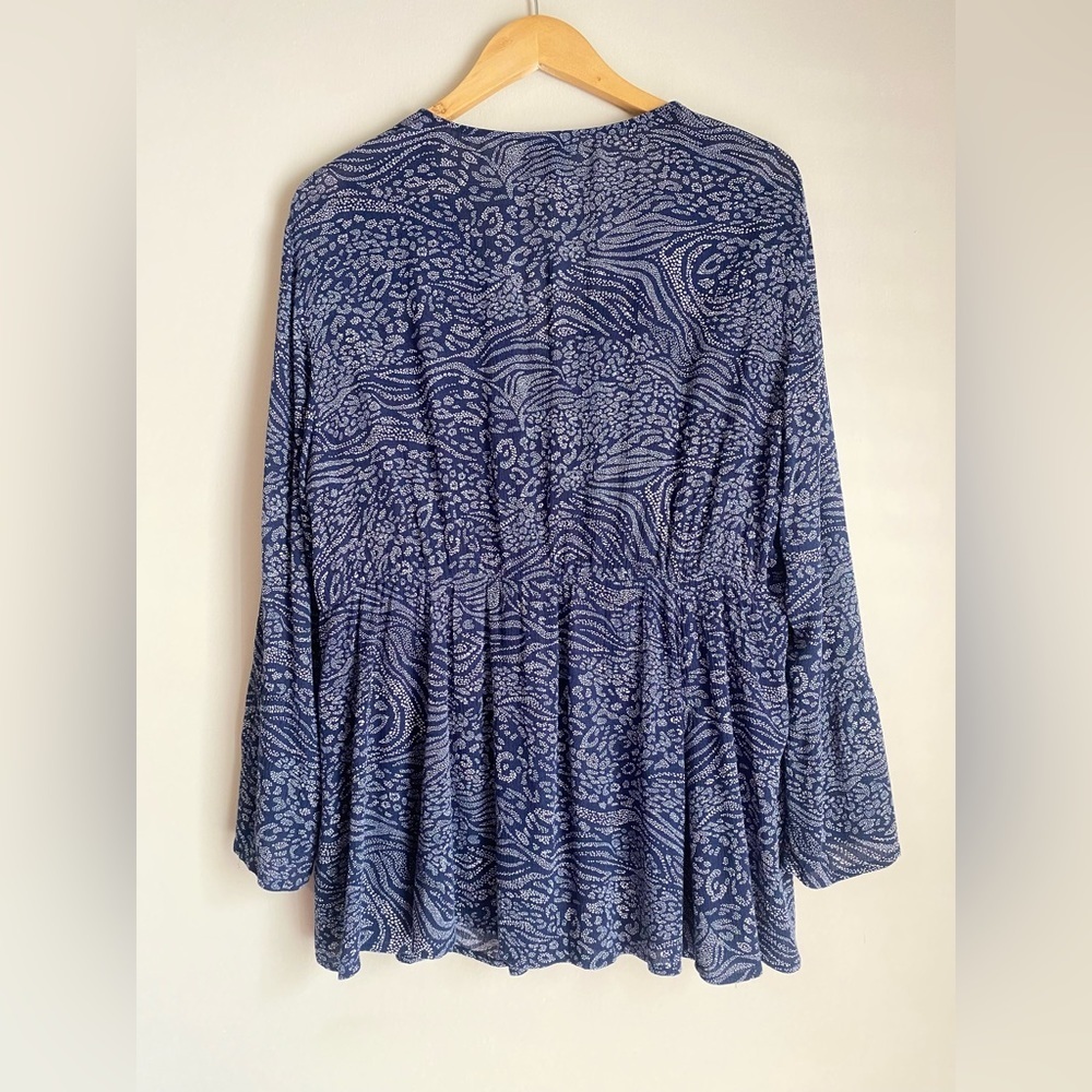 Torrid Lace-Up Babydoll Top Crinkle Gauze Animal Navy women’s Plus Size 2X - Picture 5 of 9